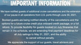 Carnival y NCL anuncian cancelación de cruceros hasta 30 de junio