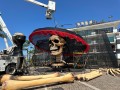 Comienza instalación de la Catrina Monumental en el Malecón.