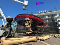 Comienza instalación de la Catrina Monumental en el Malecón.