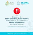 SEAPAL informa sobre mantenimiento en plataformas de pago