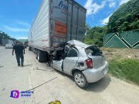 Fatal accidente en Terralta, Bucerías: Nissan March se impacta contra camión de carga