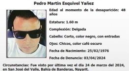 Se busca a Pedro Esquivel, visto por última vez en San José del Valle